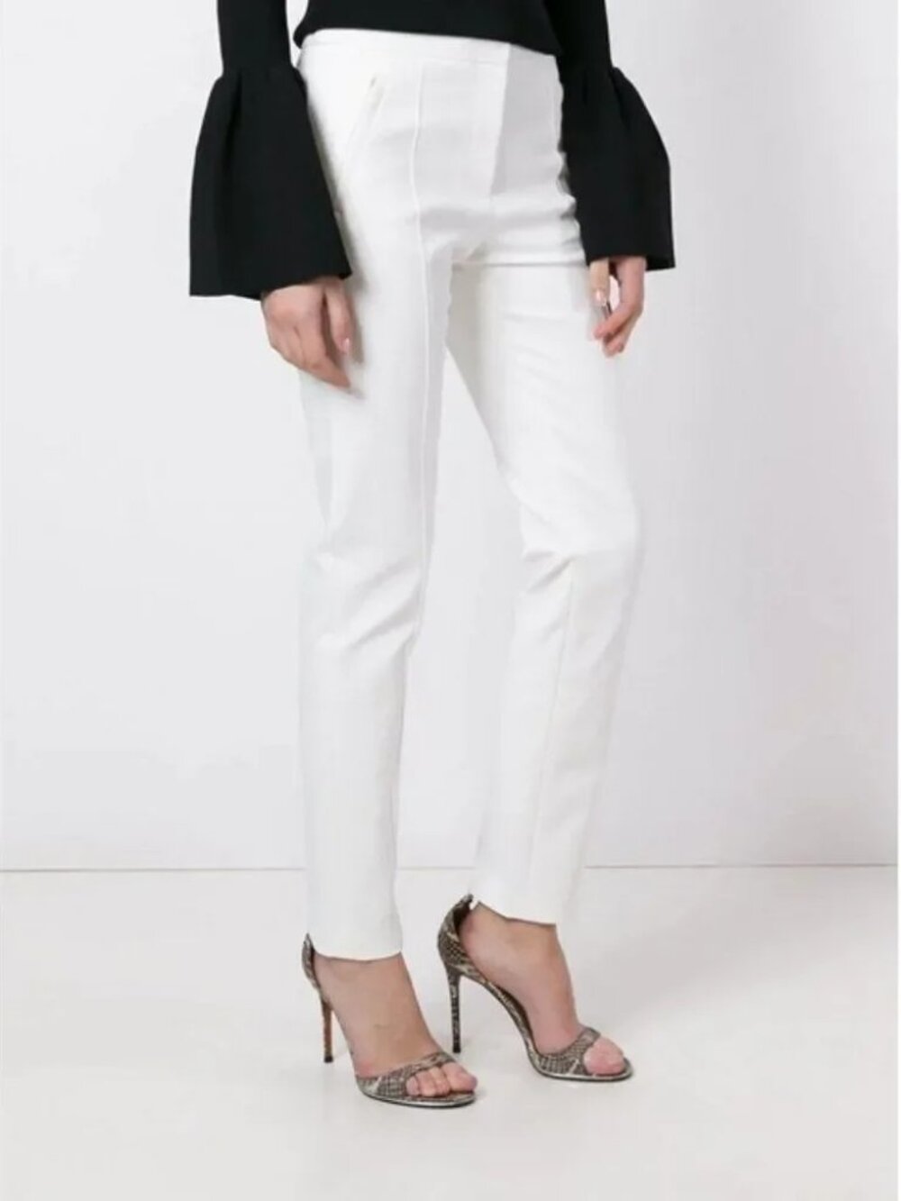 Tory Burch Vanner Pants Women's Cropped Ankle Cream Size 2